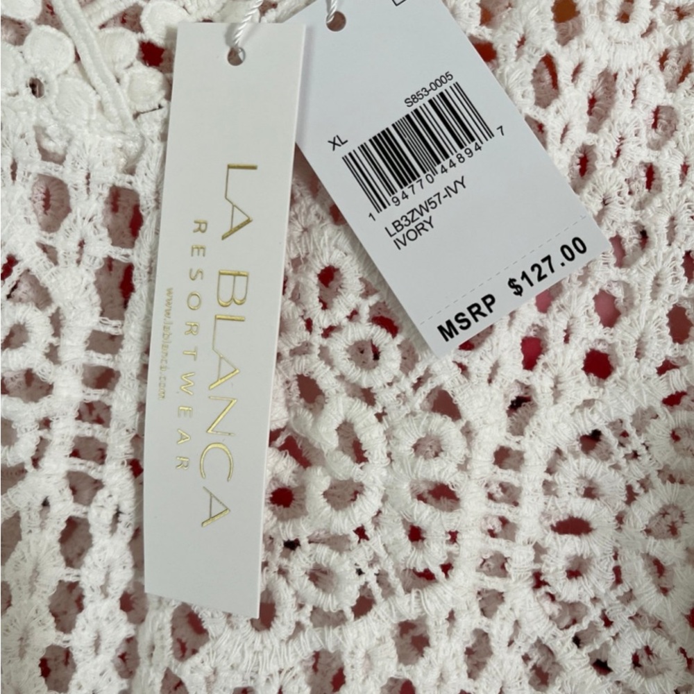 La Blanca Coverup RESORT WEAR new White Crochet Swim Cover-Up - Picture 9 of 12